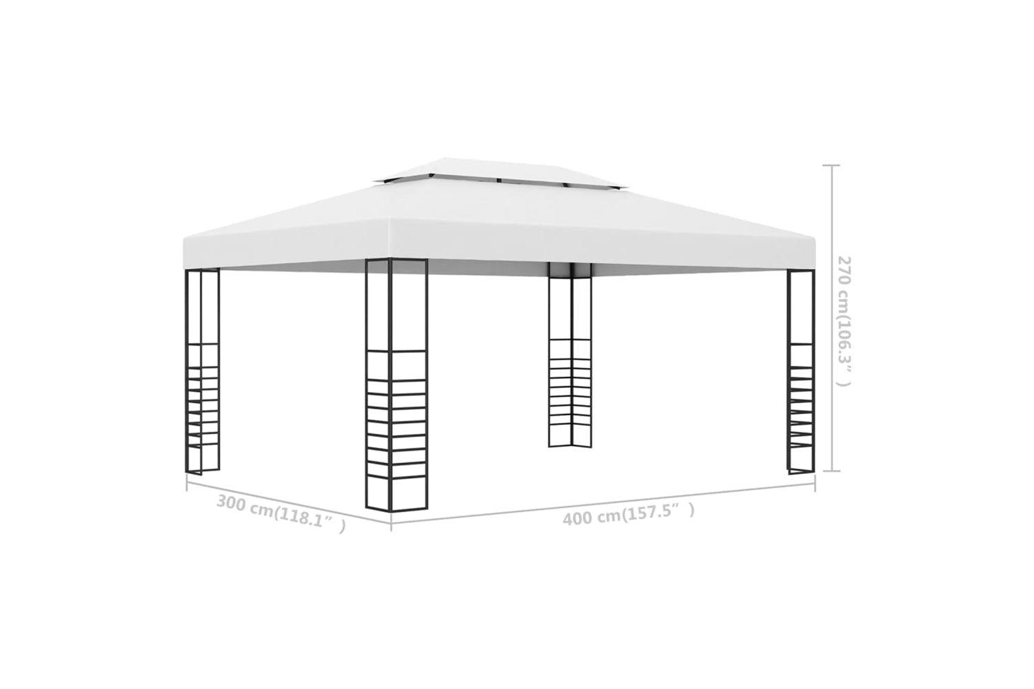 Vidaxl 47956 Garden Gazebo Powder-coated Steel 4x3x2.7 M White-6