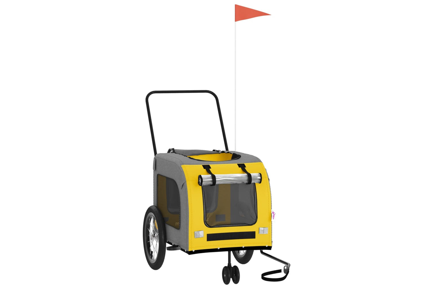 Vidaxl 93854 Pet Bike Trailer Yellow And Grey Oxford Fabric And Iron-2