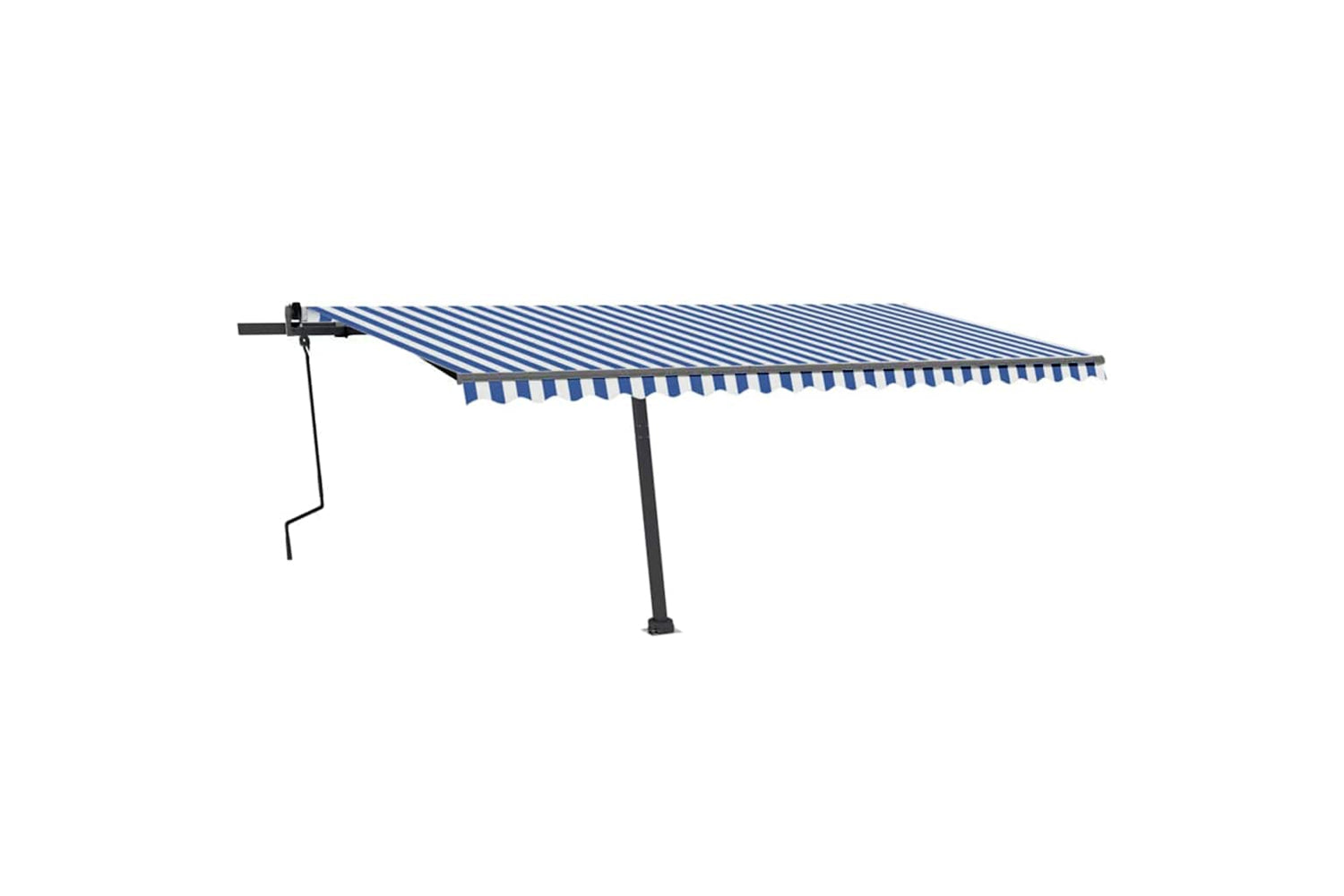 vidaXL 3069856 Freestanding Manual Retractable Awning 500x350cm Blue/white-2