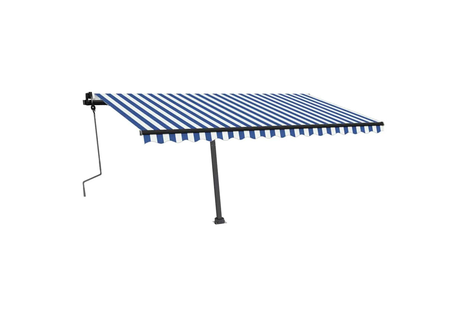 vidaXL 3069816 Freestanding Manual Retractable Awning 400x350cm Blue/white-2