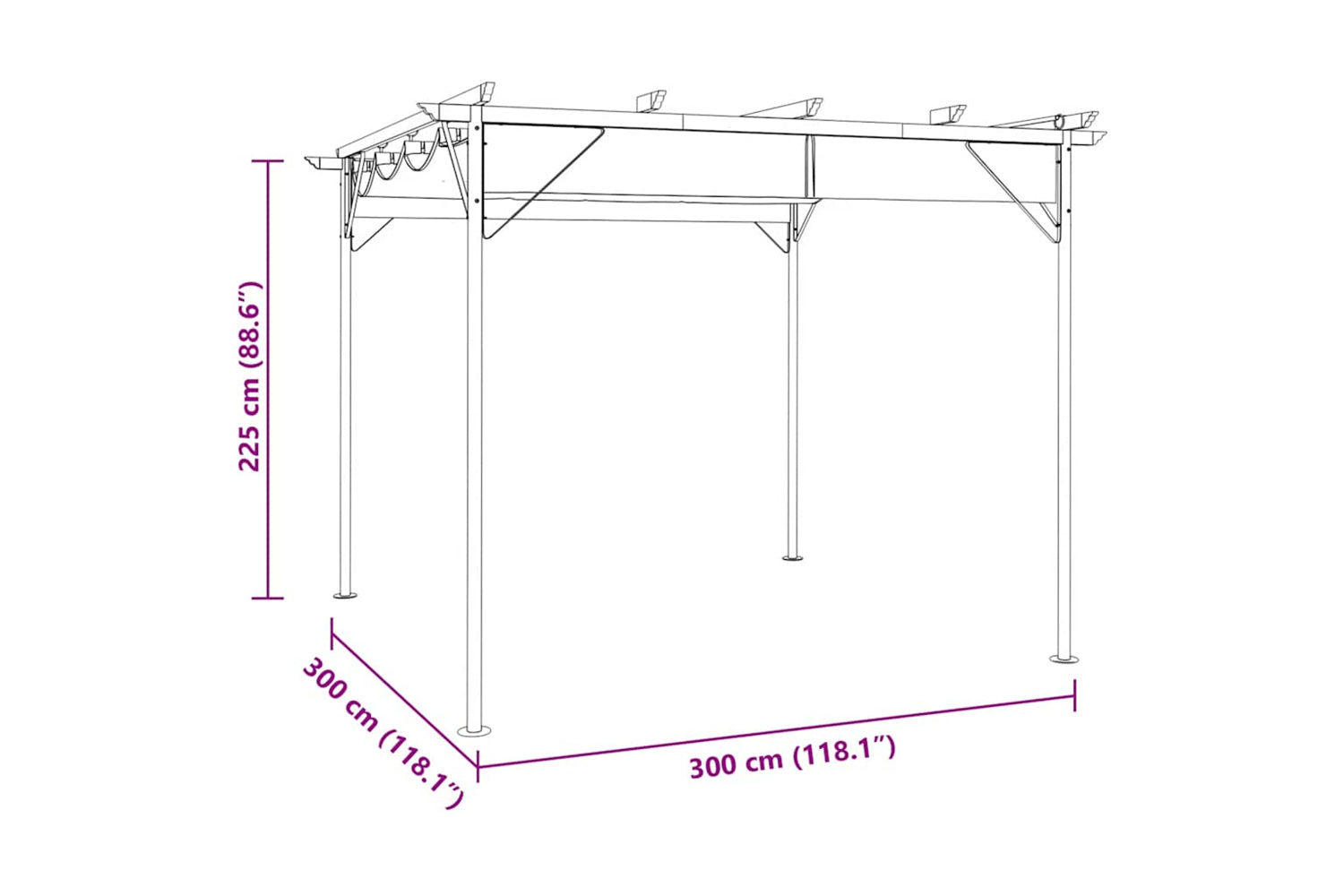 Vidaxl 312226 Pergola With Retractable Roof Anthracite 3x3 M Steel 180 G/mâ²-6