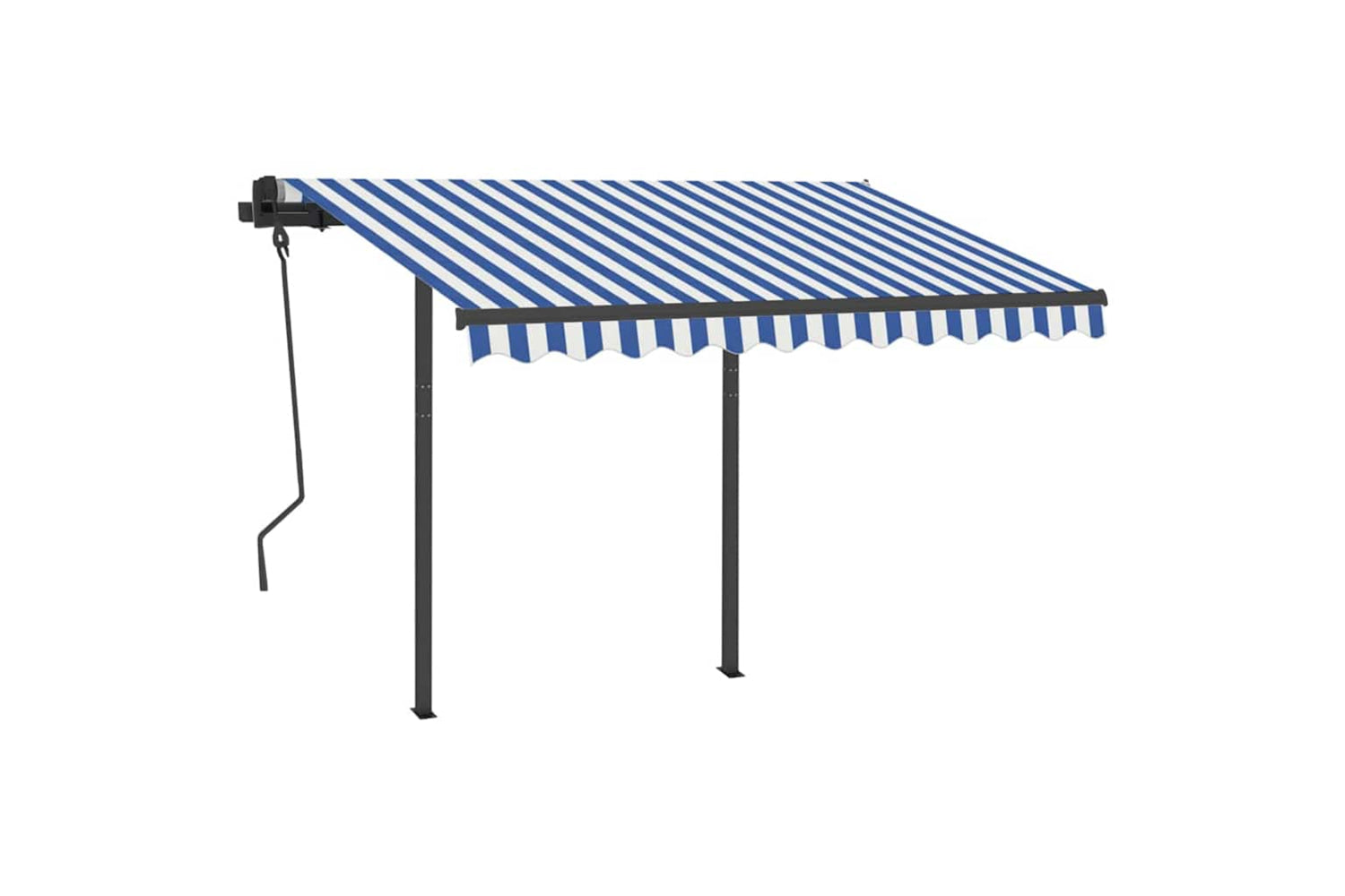 Vidaxl Manual Retractable Awning With Led 3.5x2.5 M Blue And White-2