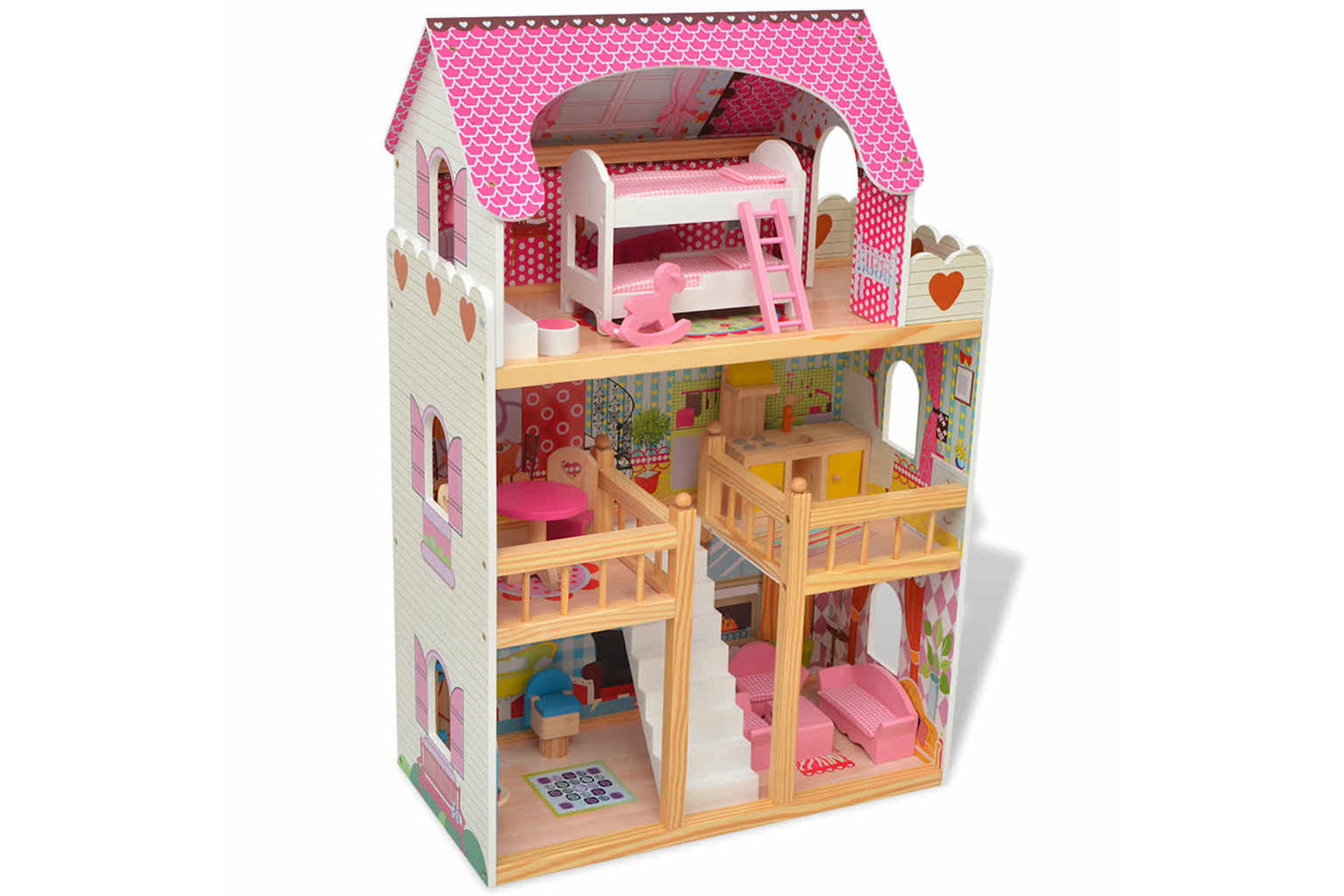 Vidaxl 3-storey Dollhouse Wood 60x30x90 Cm-3