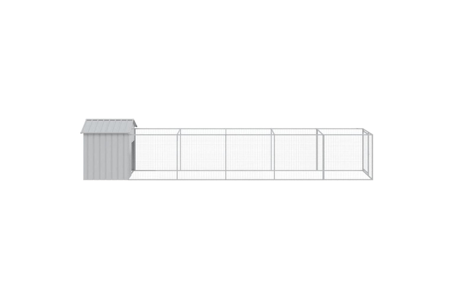 vidaXL 3189065 Dog House With Roof Light Grey 117x609x123cm Galvanised Steel-3