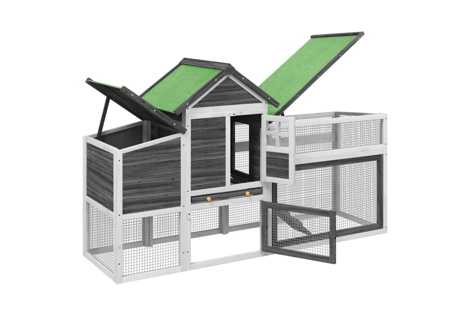 vidaXL 172229 Chicken Coop Grey 186.5x58.5x113cm Solid Wood Pine-3