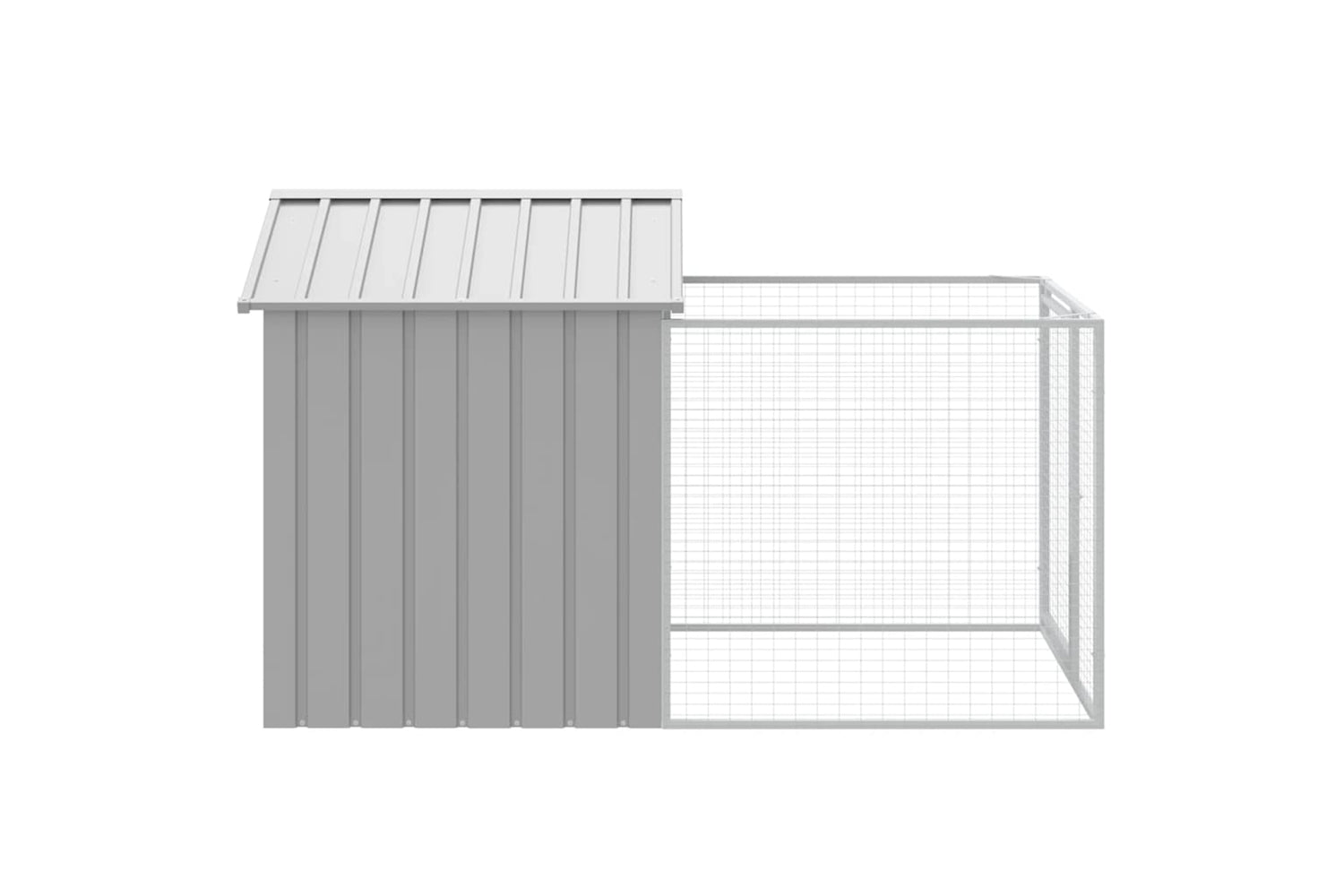 Vidaxl Dog House With Run Light Grey 117x201x123 Cm Galvanised Steel-3