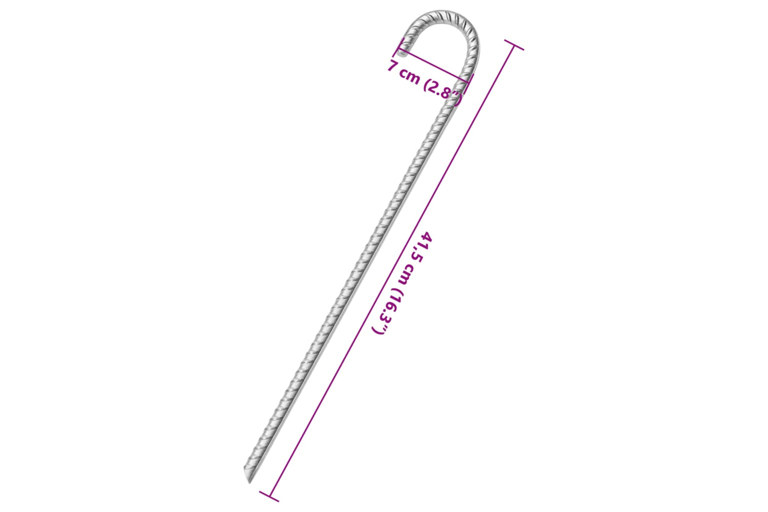 vidaXL 4009343 Tent Pegs 6 Pcs 41.5cm x 12mm Galvanised Steel-5