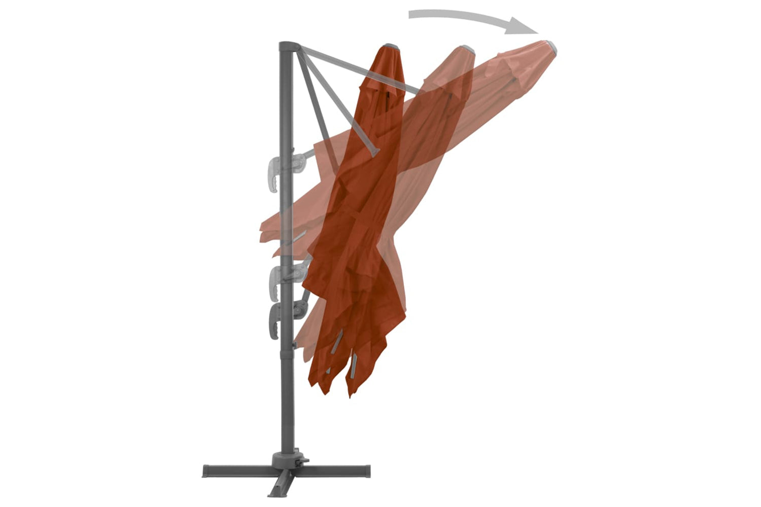 vidaXL 312316 Cantilever Umbrella With Aluminium Pole Terracotta 300x300cm-4