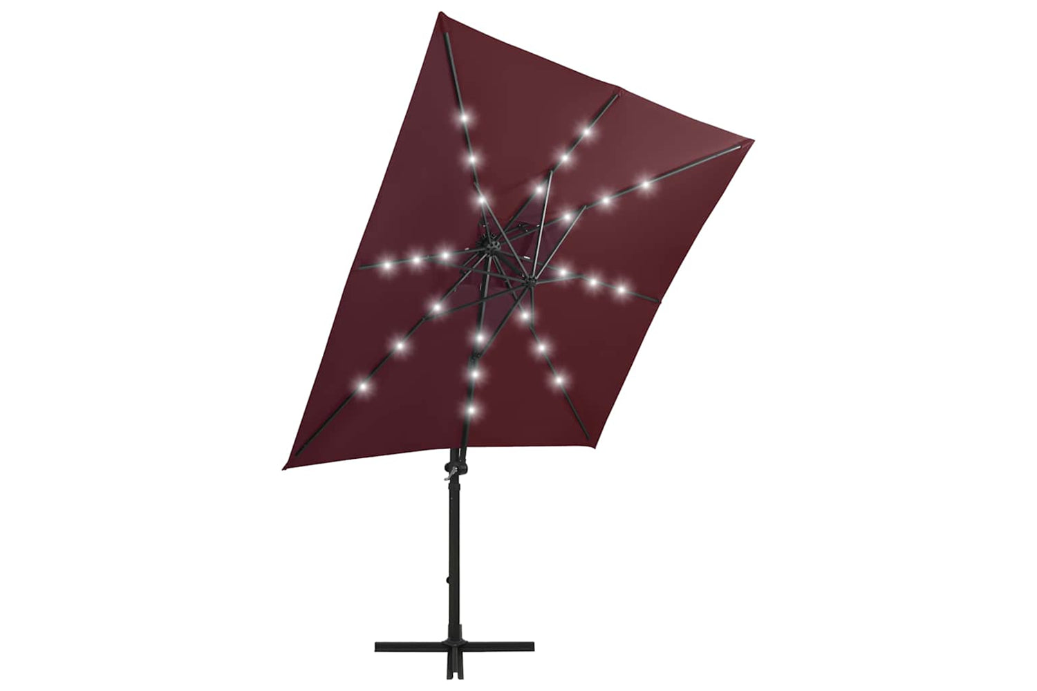 Vidaxl 312326 Cantilever Umbrella With Pole And Led Lights Bordeaux Red 250 Cm-3