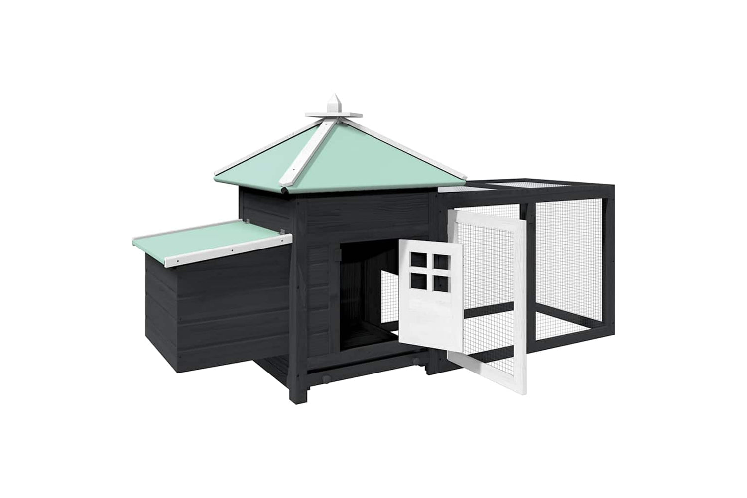 vidaXL 170981 Chicken Coop With Nest Box Grey 190x72x102cm Solid Firwood-2