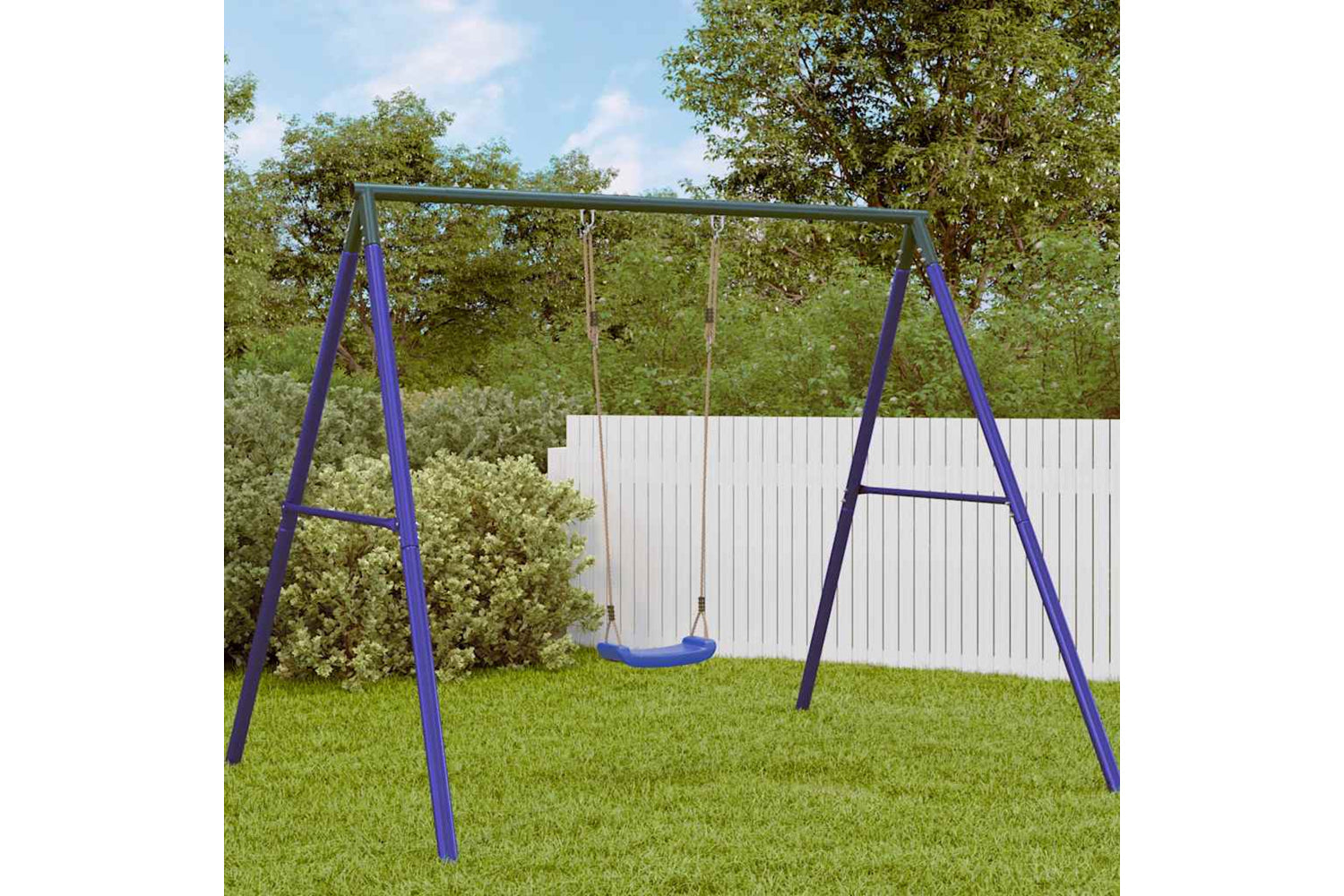 Vidaxl Outdoor Swing Seat For Kids Single With Adjustable Rope Blue-2