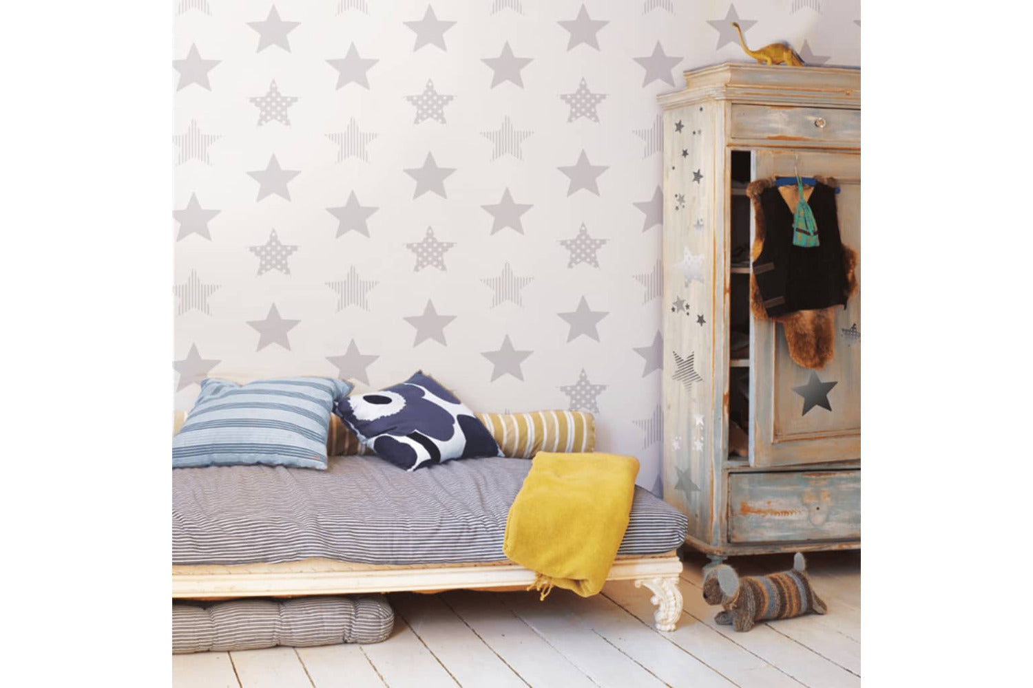 Noordwand 425342 Kids At Home Wallpaper Superstar Silver And White-3