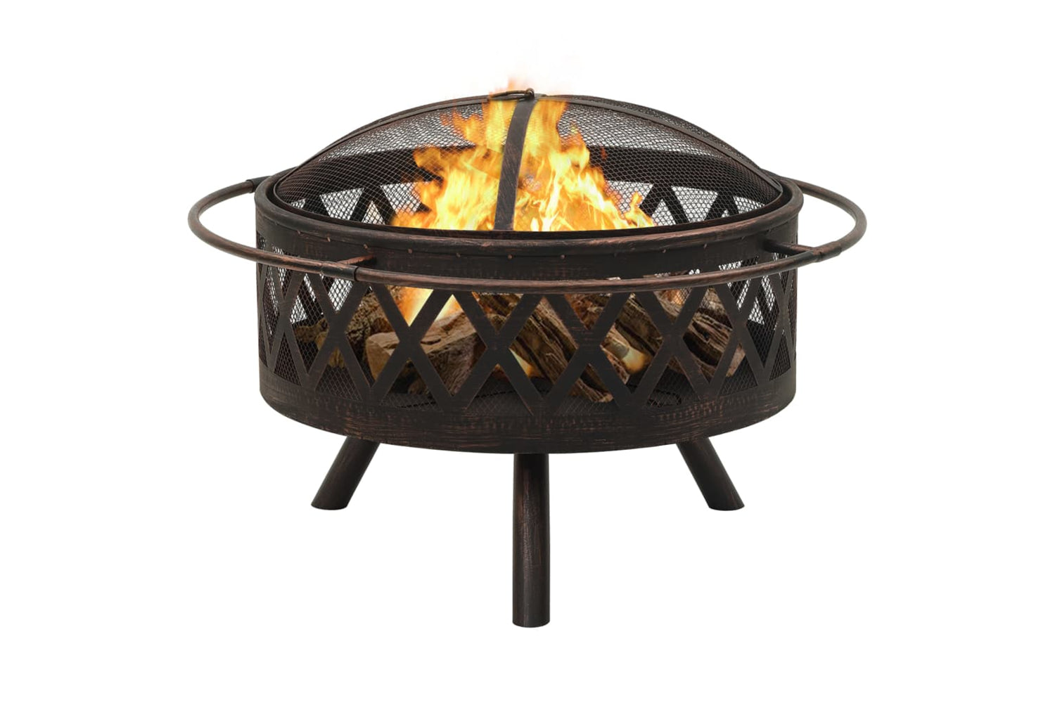 vidaXL 311885 Rustic Fire Pit With Poker 76cm Xxl Steel-2