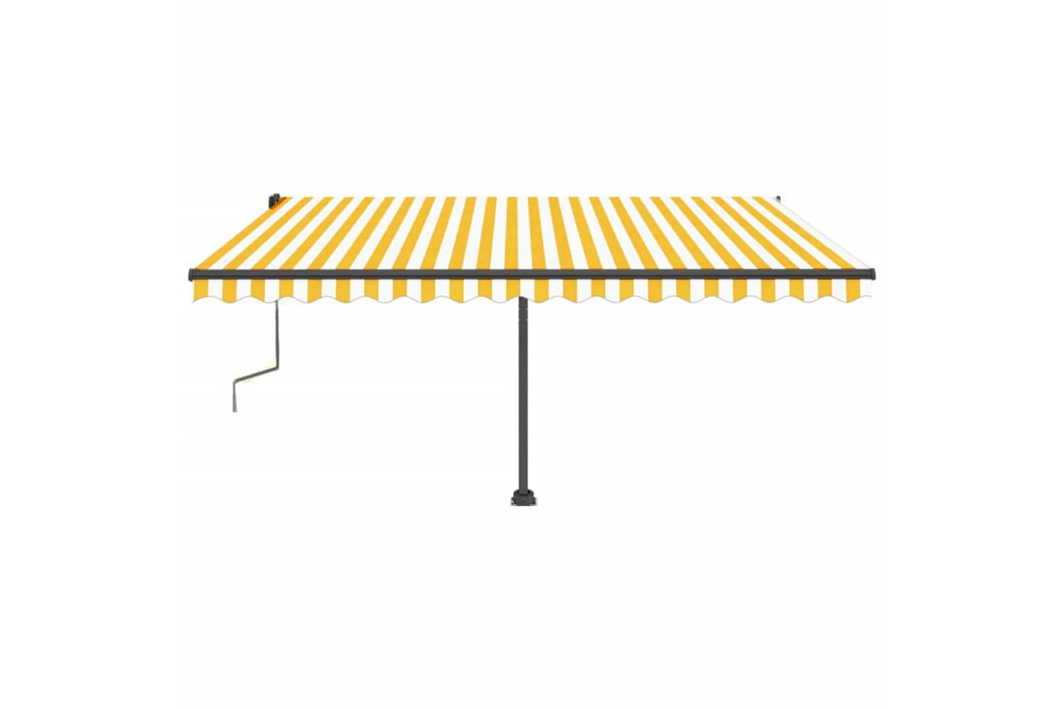 vidaXL 3069838 Freestanding Manual Retractable Awning 450x350cm Yellow/white-4