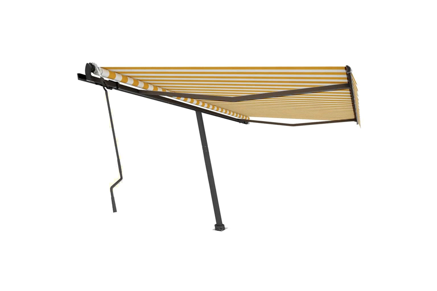 Vidaxl Freestanding Manual Retractable Awning 400x300 Cm Yellow/white-2