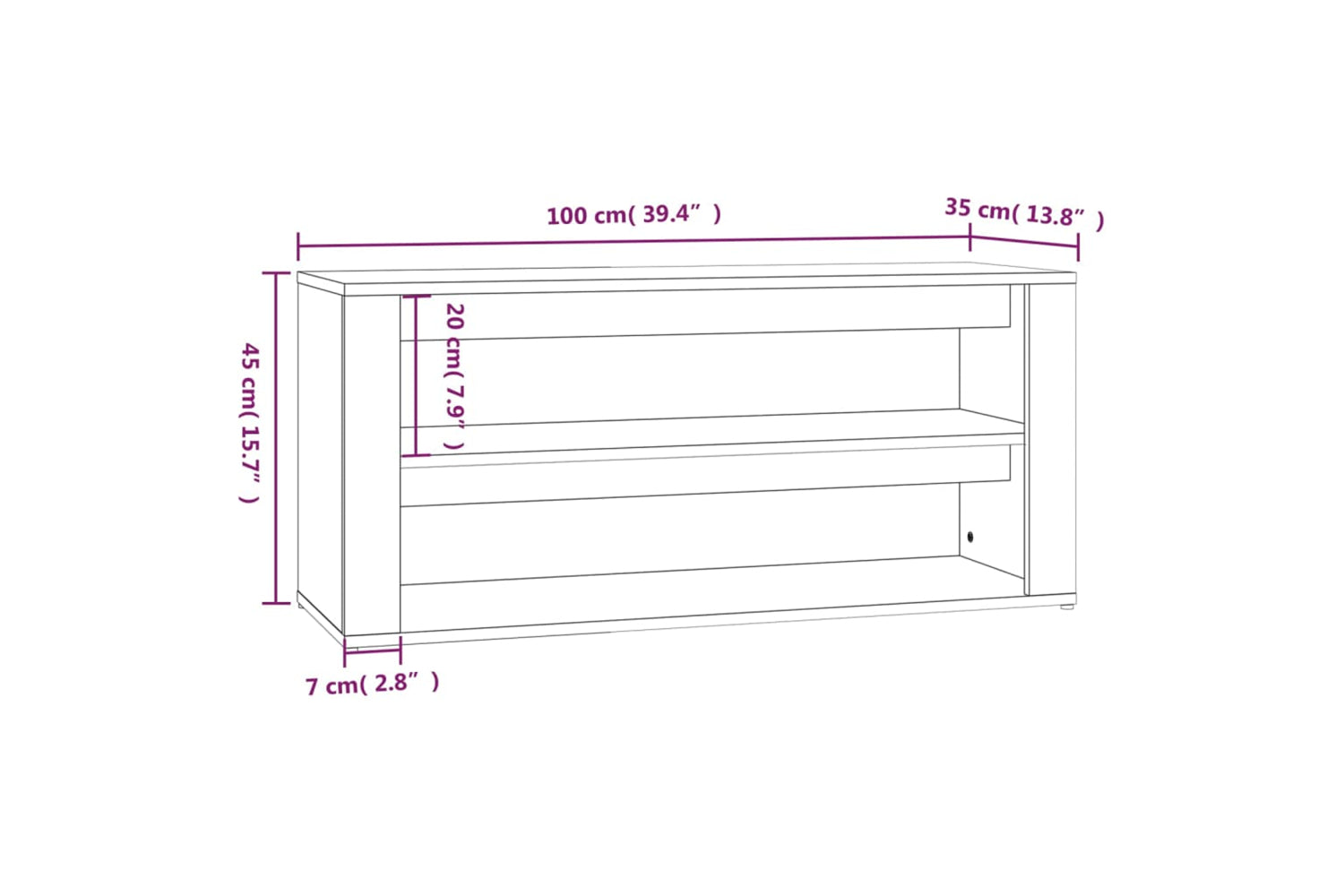 vidaXL 816904 Shoe Rack White 100x35x45cm Engineered Wood-7