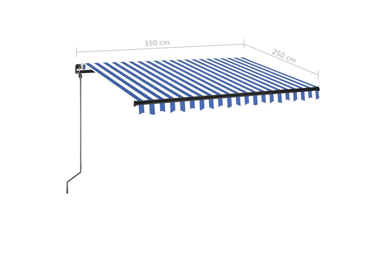 Vidaxl Manual Retractable Awning With Led 350x250 Cm Blue And White-6