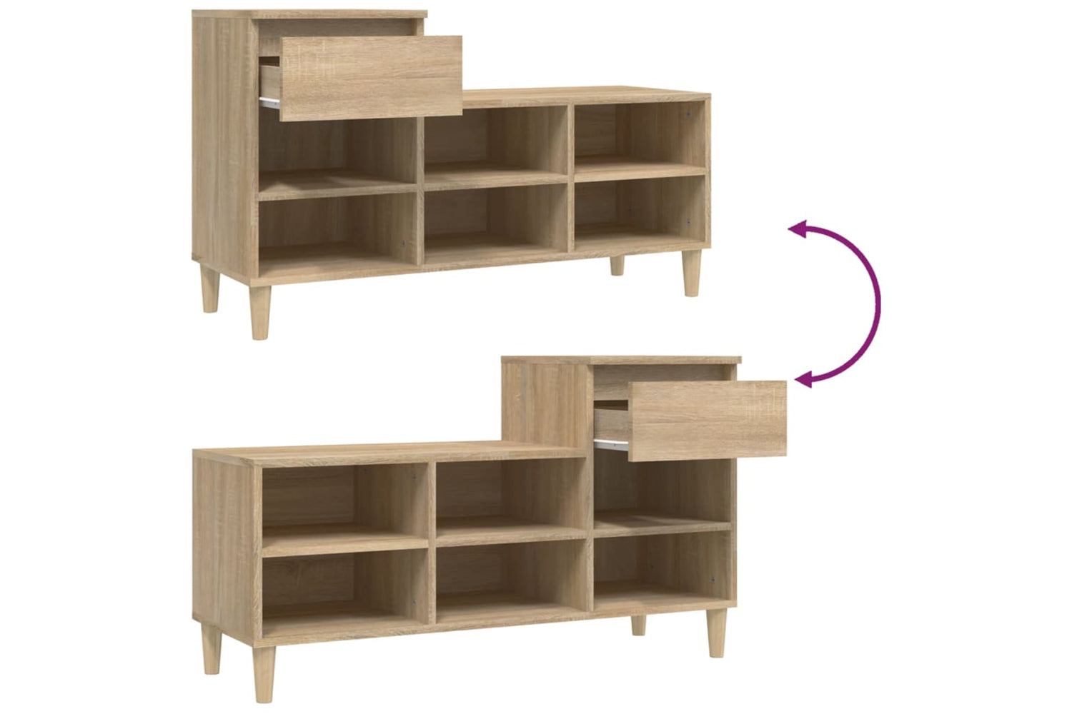 vidaXL 821207 Shoe Cabinet Sonoma Oak 102x36x60cm Engineered Wood-8