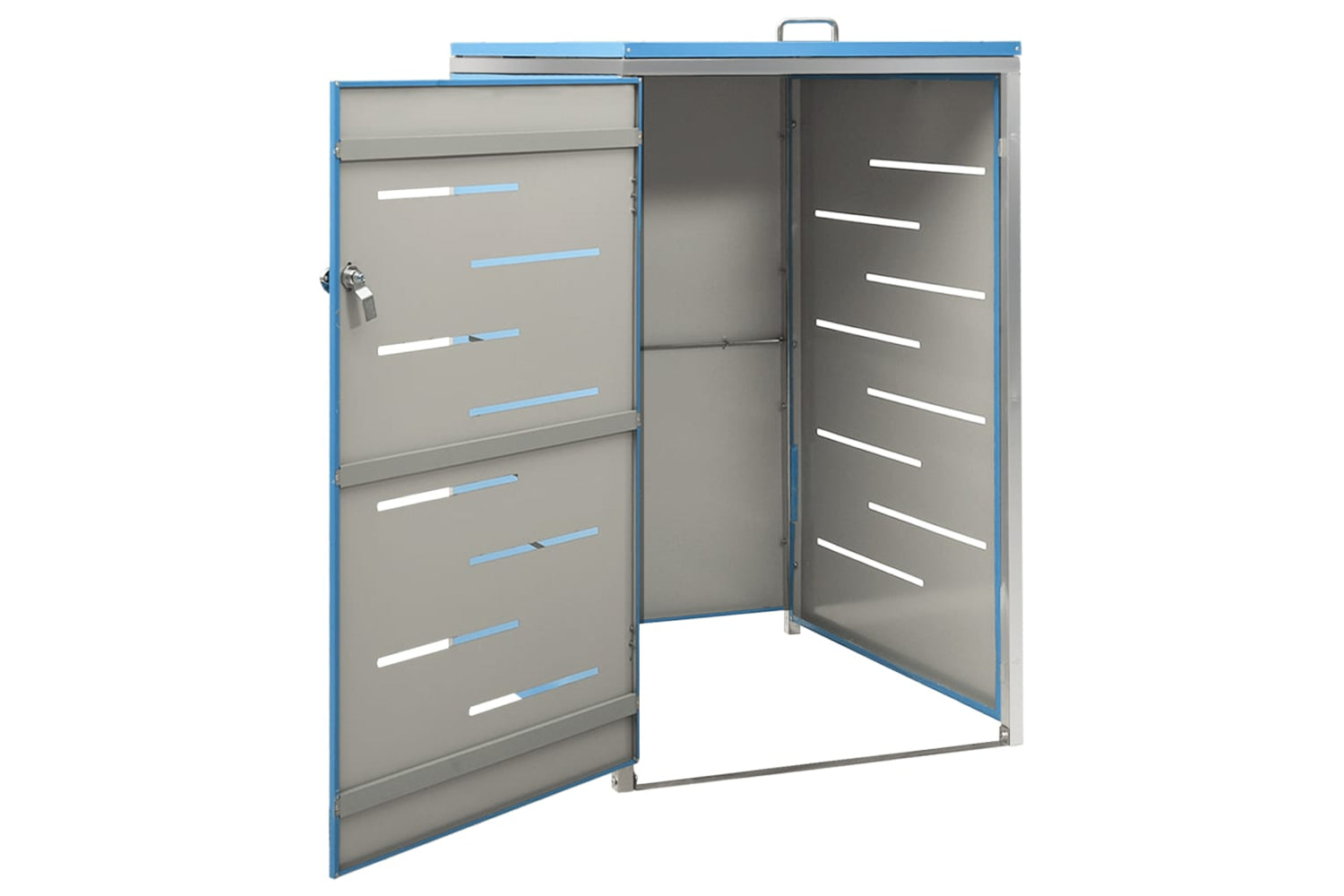 vidaXL Single Wheelie Bin Shed 69x77.5x112.5cm Stainless Steel-3