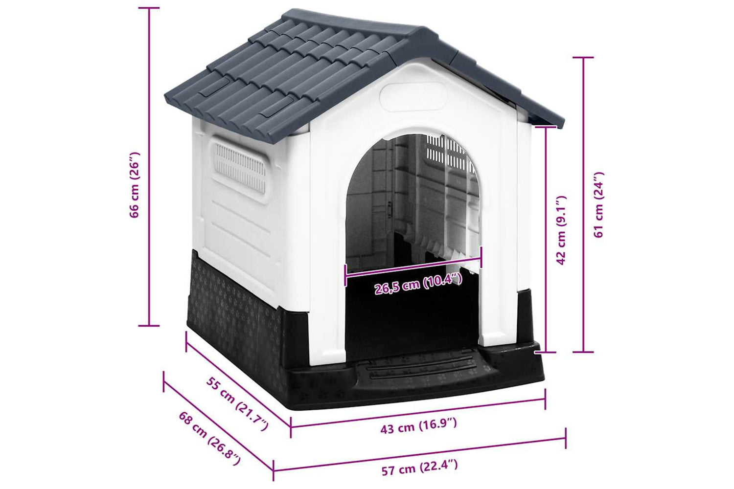 vidaXL 152228 Dog House Grey 57x68x66cm Polypropylene-8