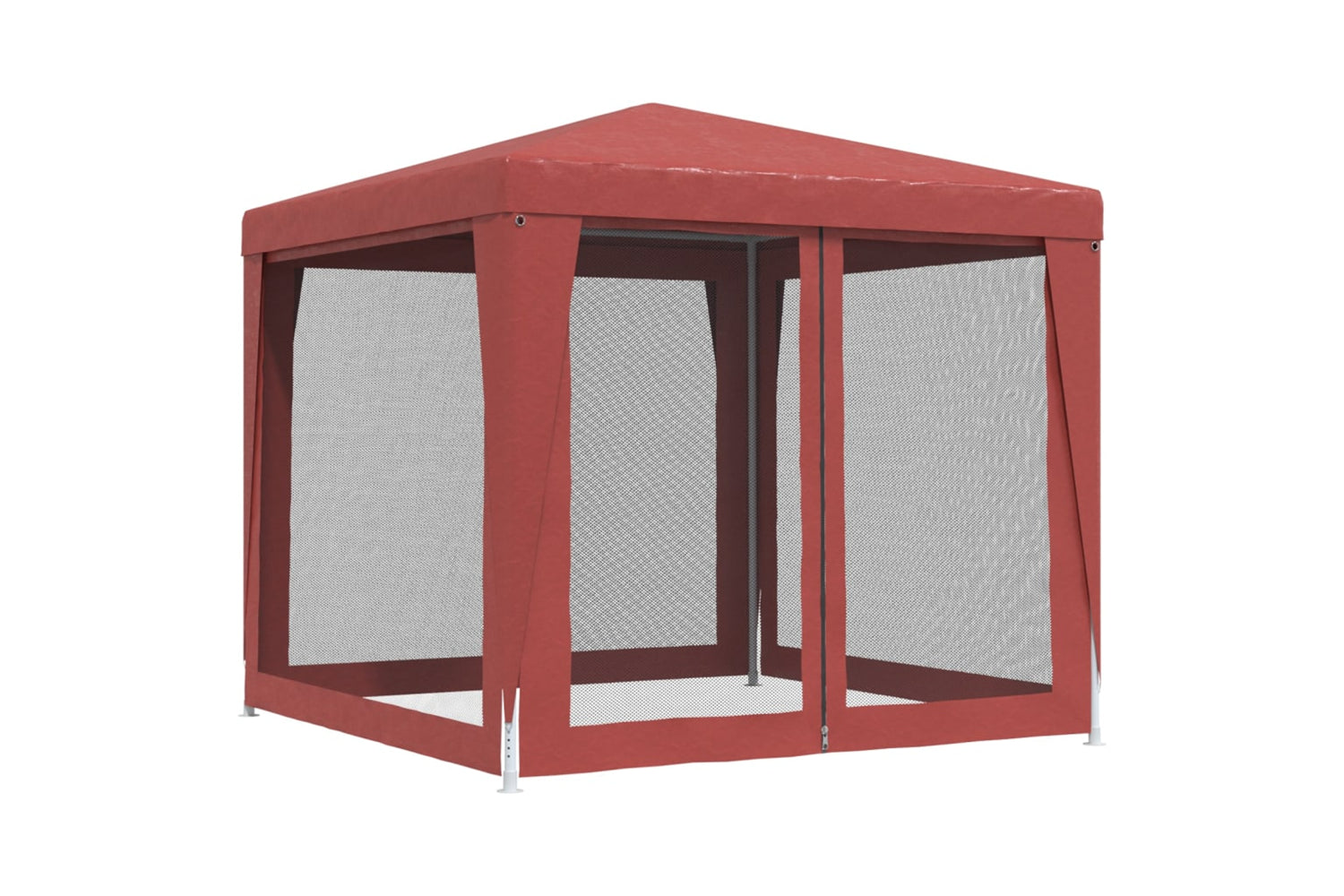 Vidaxl 319225 Party Tent With 4 Mesh Sidewalls Red 2.5x2.5 M Hdpe-4