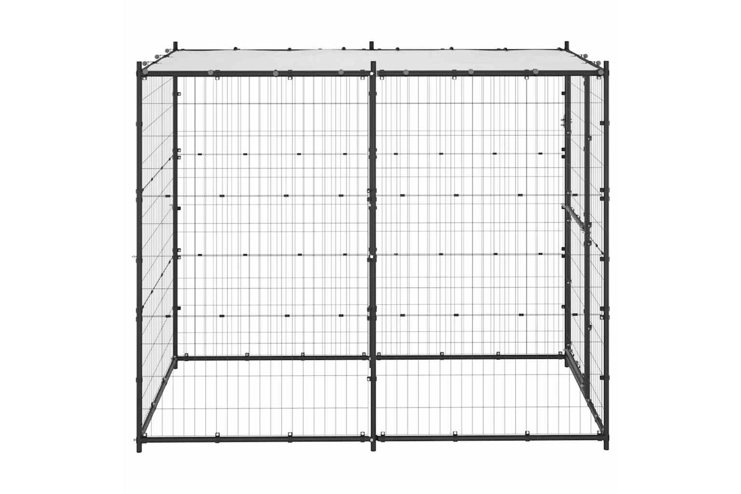 Vidaxl Outdoor Dog Kennel Steel With Roof 110x220x180 Cm-3