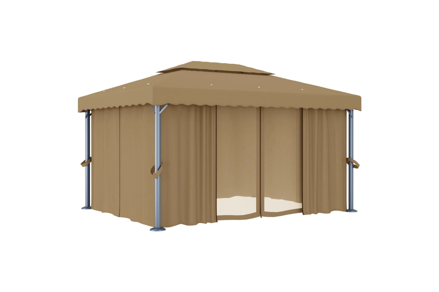 Vidaxl 3067050 Gazebo With Curtain 4x3 M Taupe Aluminium-2