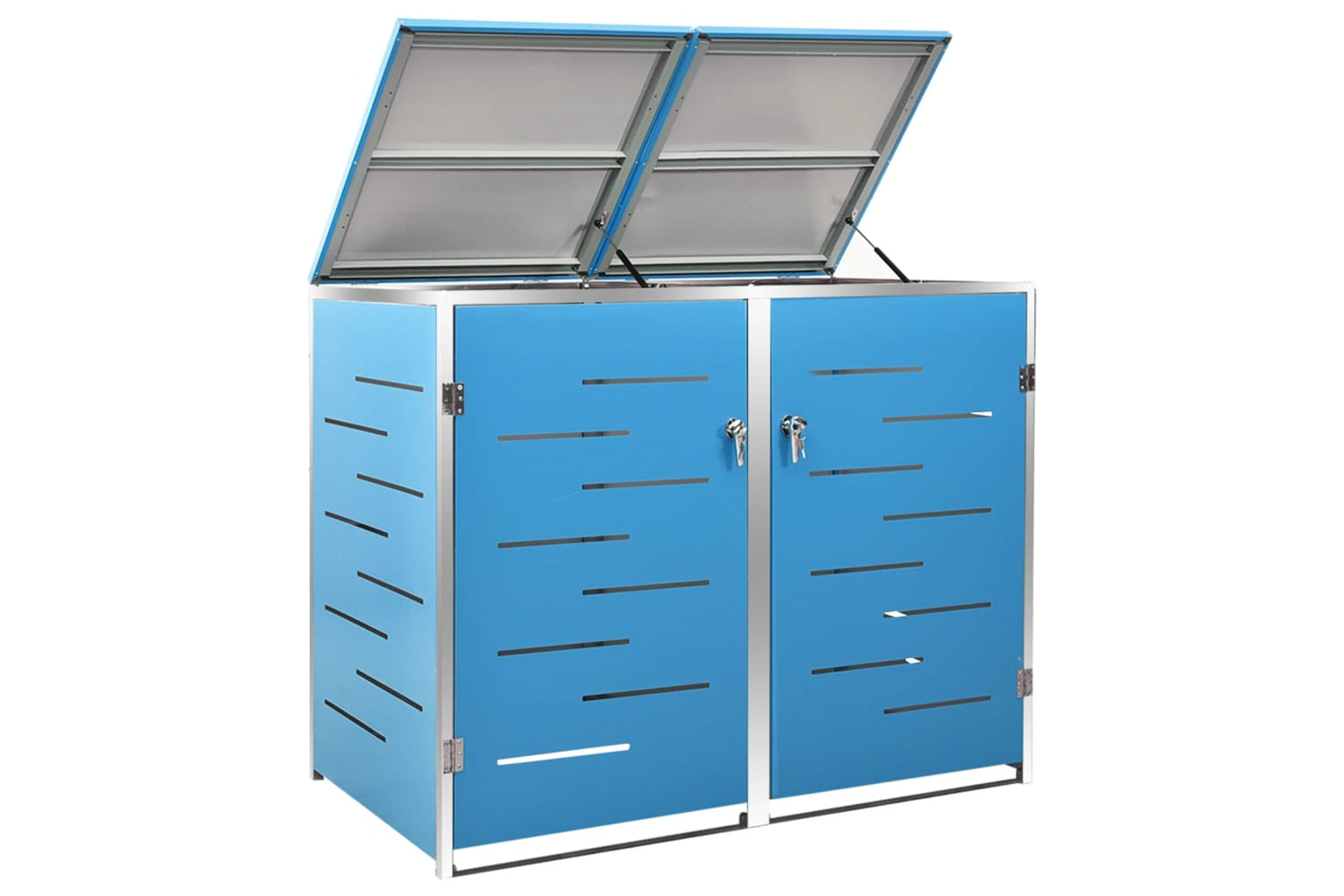 vidaXL Double Wheelie Bin Shed 138x77.5x112.5cm Stainless Steel-2