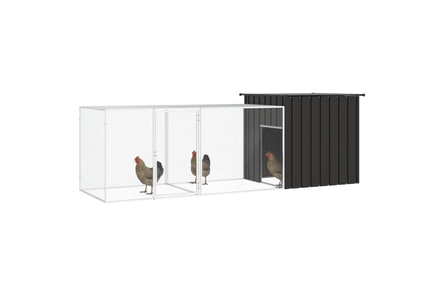 vidaXL 3106452 Chicken Cage Anthracite 300x91x100cm Galvanised Steel-2