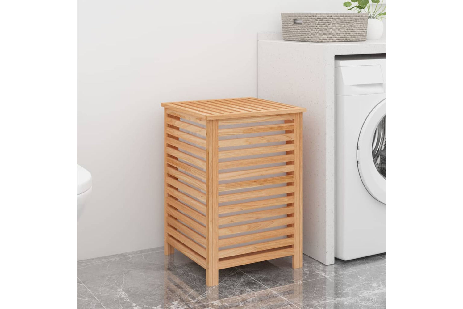 vidaXL Laundry Basket 45x45x65cm Solid Wood Walnut-2