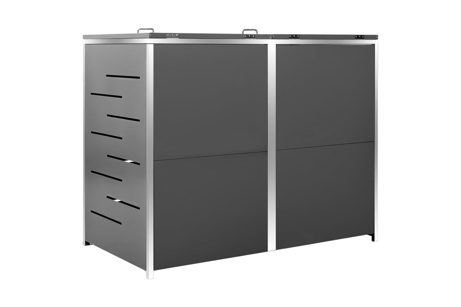 vidaXL Double Wheelie Bin Shed 138x77.5x112.5cm Stainless Steel-3