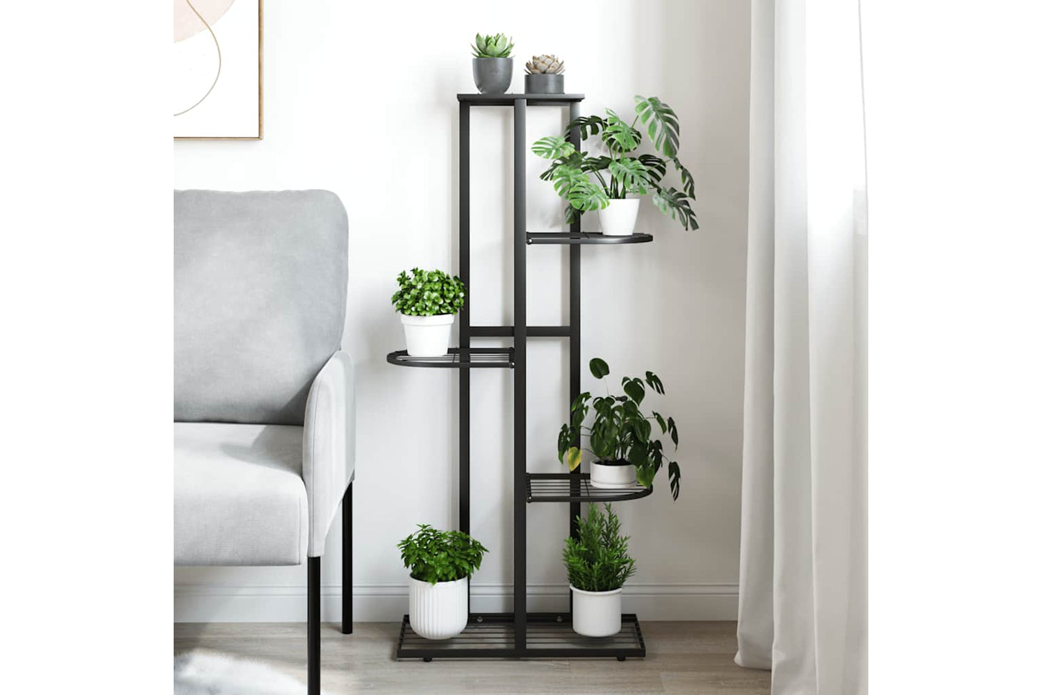 vidaXL 336110 5-floor Flower Stand 43x22x98cm Black Metal-2