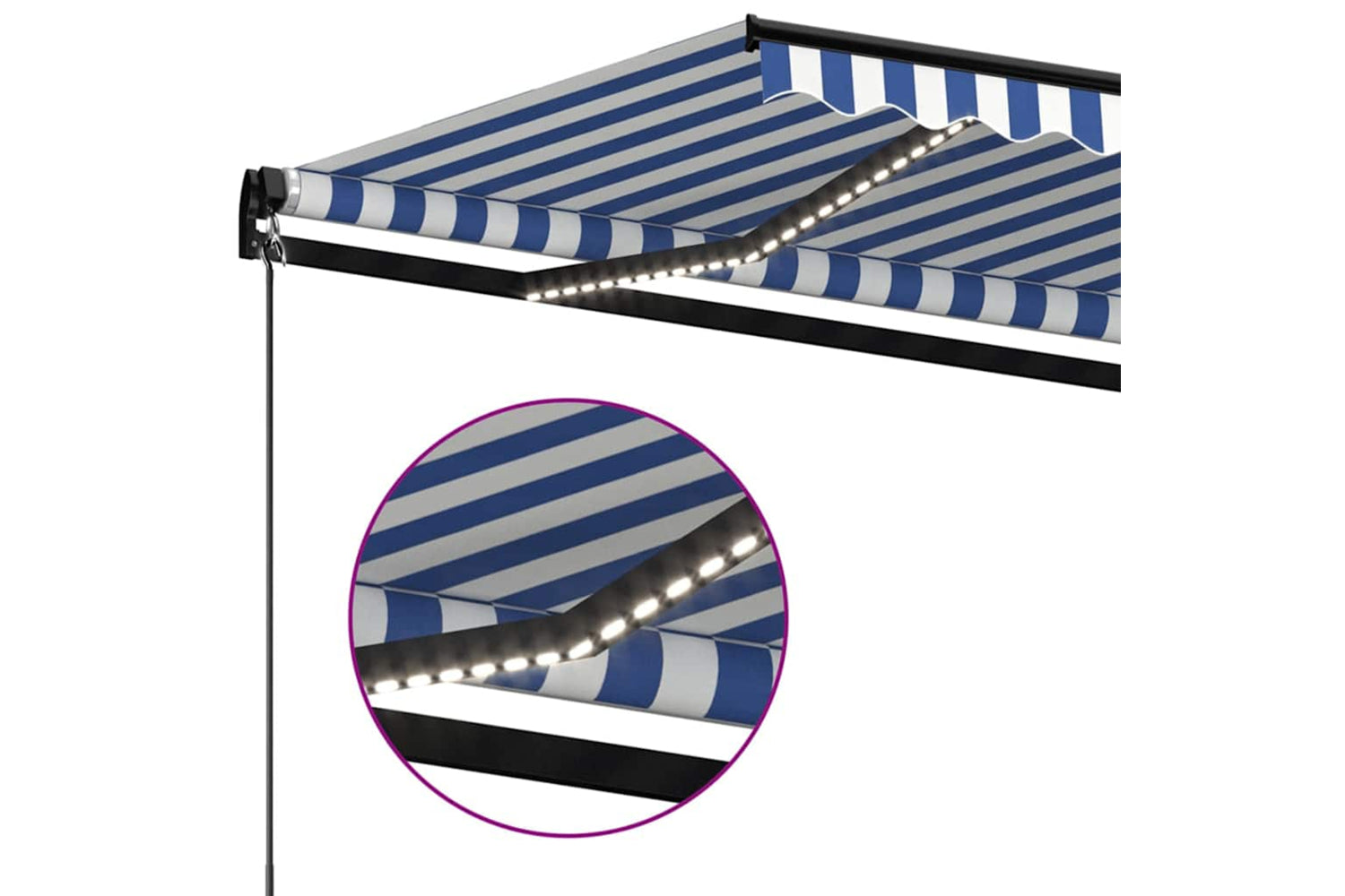 Vidaxl Manual Retractable Awning With Led 350x250 Cm Blue And White-4