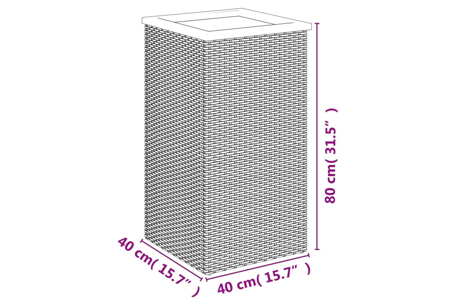 vidaXL 319415 Planter Black 40x40x80cm Poly Rattan-4