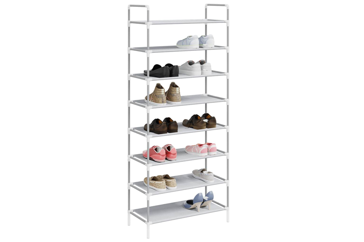 Vidaxl 330043 Shoe Rack With 8 Shelves Metal And Non-woven Fabric Silver-2