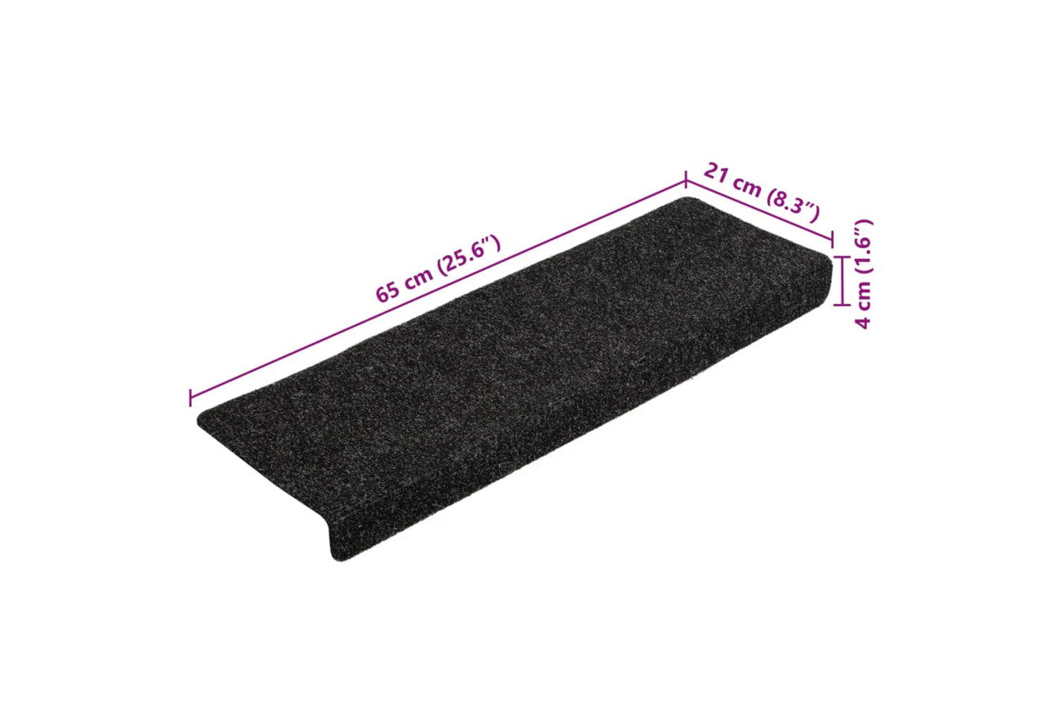 vidaXL Stair Mats 10 Pcs Black 65x21x4cm Needle Punch-7