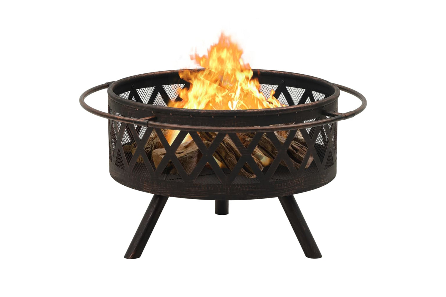 vidaXL 311885 Rustic Fire Pit With Poker 76cm Xxl Steel-4