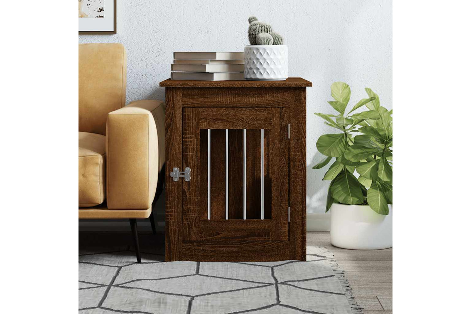 vidaXL 838322 Dog Crate Furniture Brown Oak 55x75x65cm Engineered Wood-2