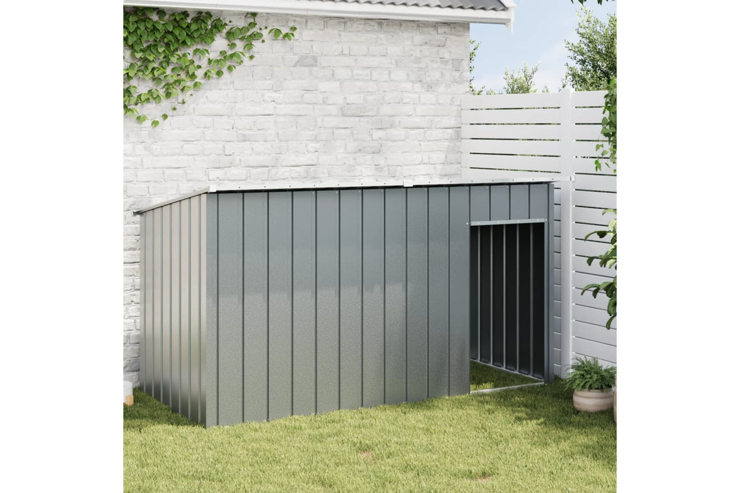 vidaXL 172575 Dog House With Roof Anthracite 196x91x110cm Galvanised Steel-2