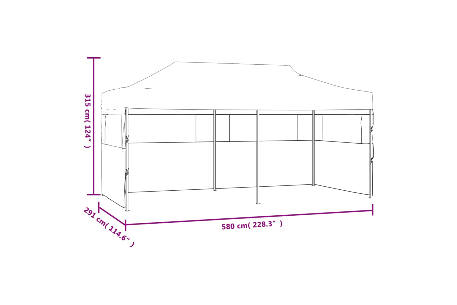 Vidaxl Folding Pop-up Partytent With Sidewalls 3x6 M Steel White-8