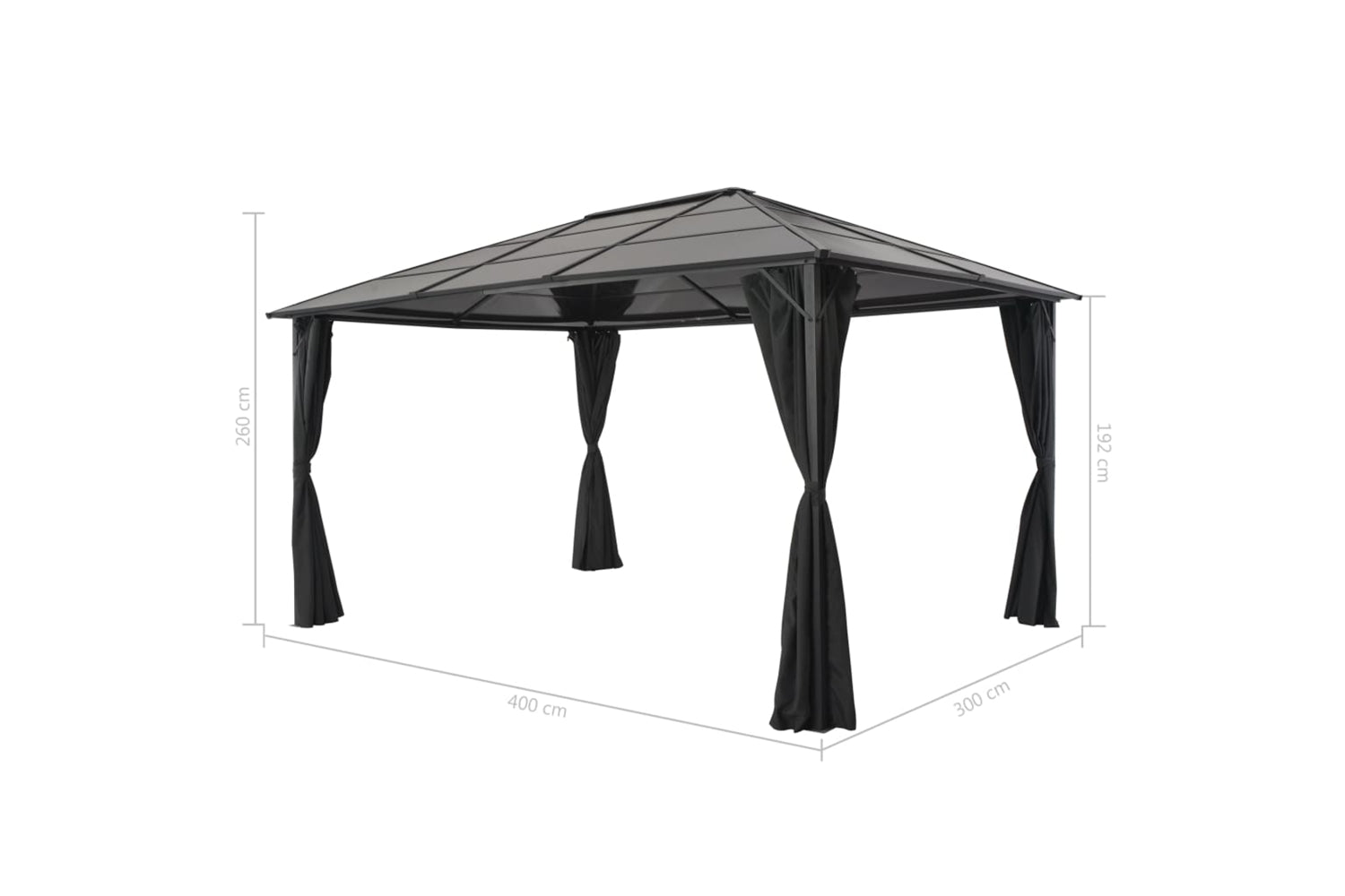 Vidaxl 44642 Gazebo With Curtain Aluminium 4x3x2.6 M Black-7
