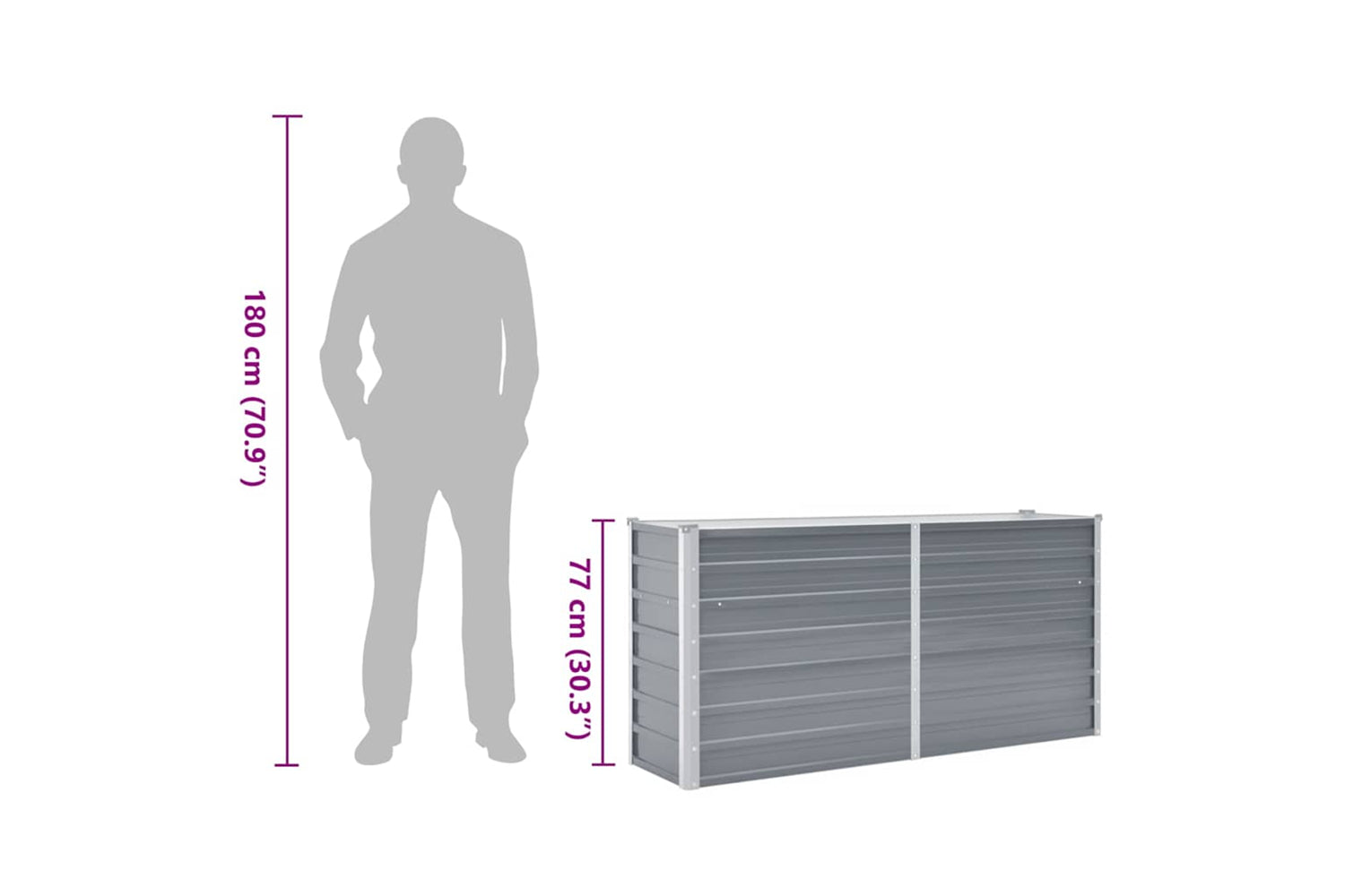 vidaXL 44848 Garden Raised Bed Galvanised Steel 160x40x77cm Grey-7