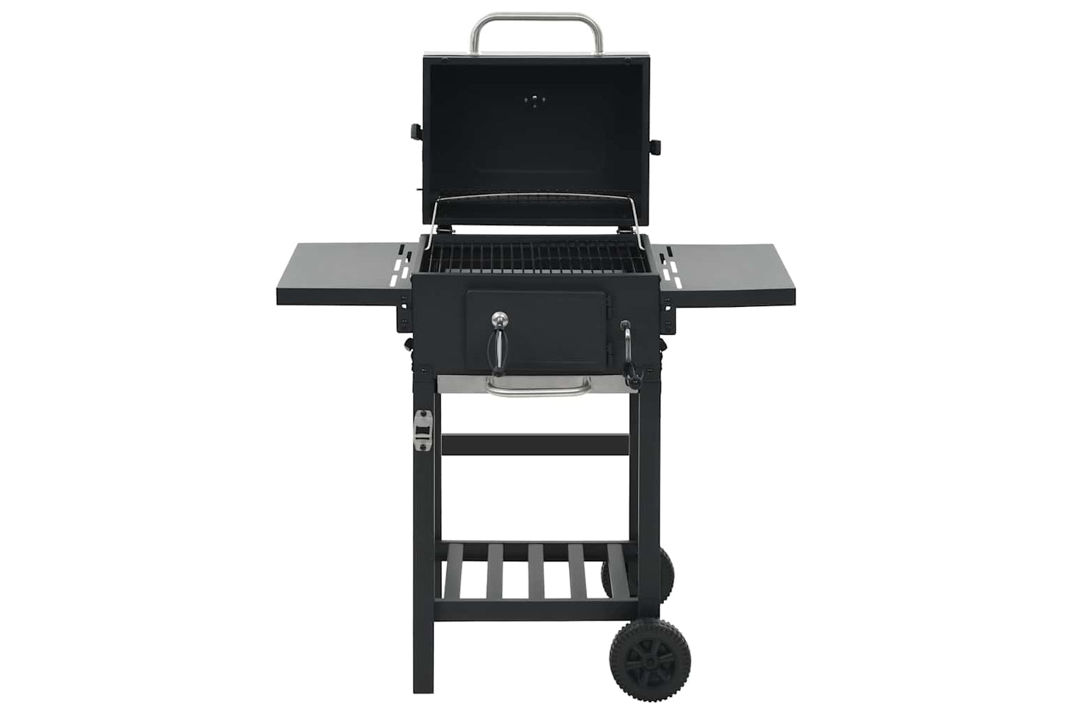 Vidaxl Charcoal-fueled Bbq Grill With Bottom Shelf Black-5