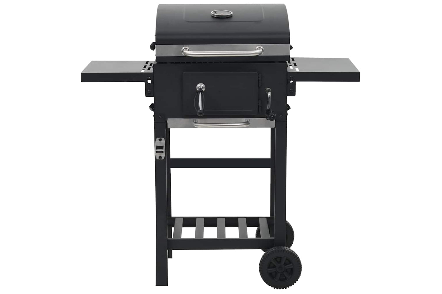 Vidaxl Charcoal-fueled Bbq Grill With Bottom Shelf Black-2