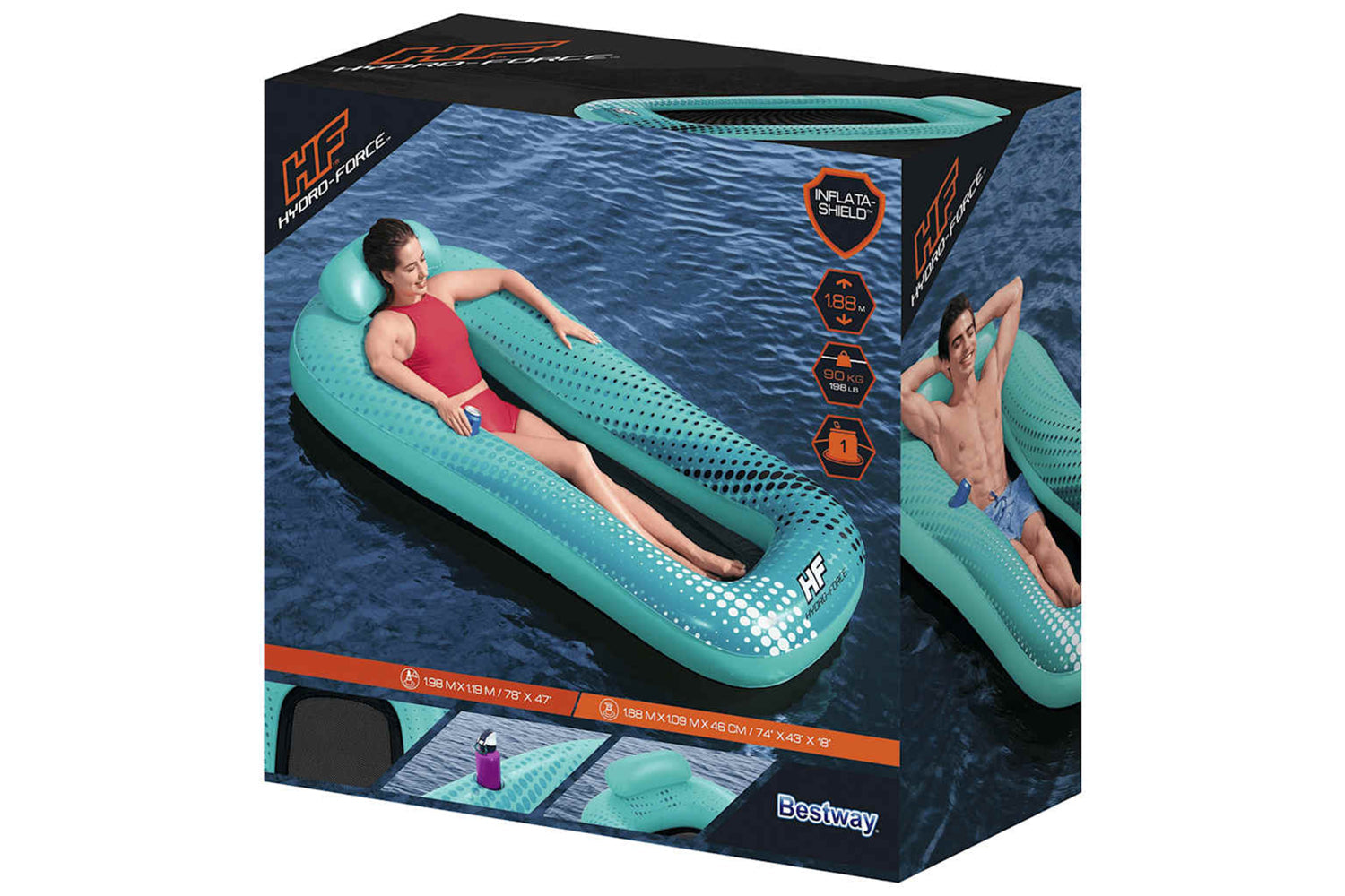 Bestway 93358 Hydro Force Sol Venture Mesh Lounge Float 188x109 Cm Blue-8