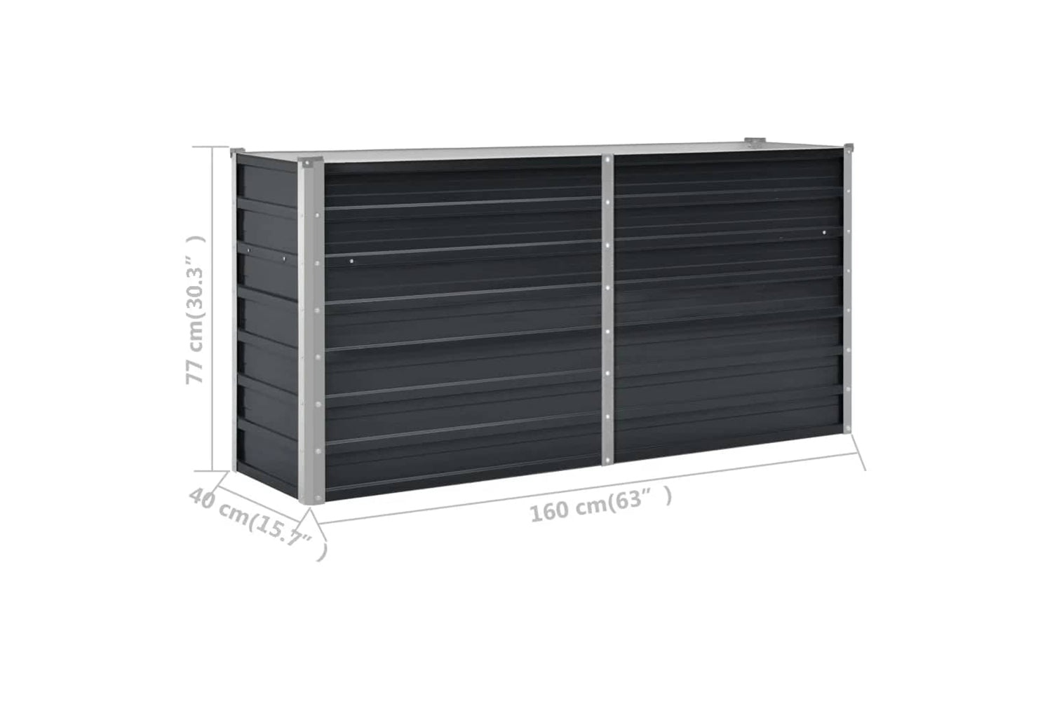 vidaXL 45730 Garden Raised Bed Anthracite 160x40x77cm Galvanised Steel-7
