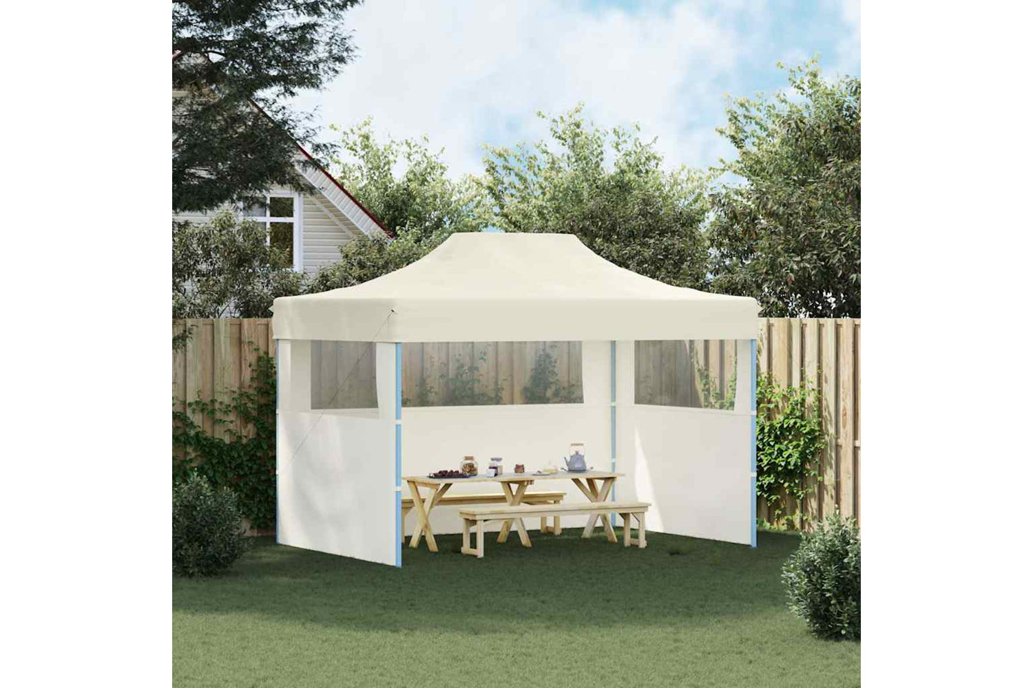 Vidaxl Professional Folding Party Tent With 3 Sidewalls 3x4 M Steel Cream-2