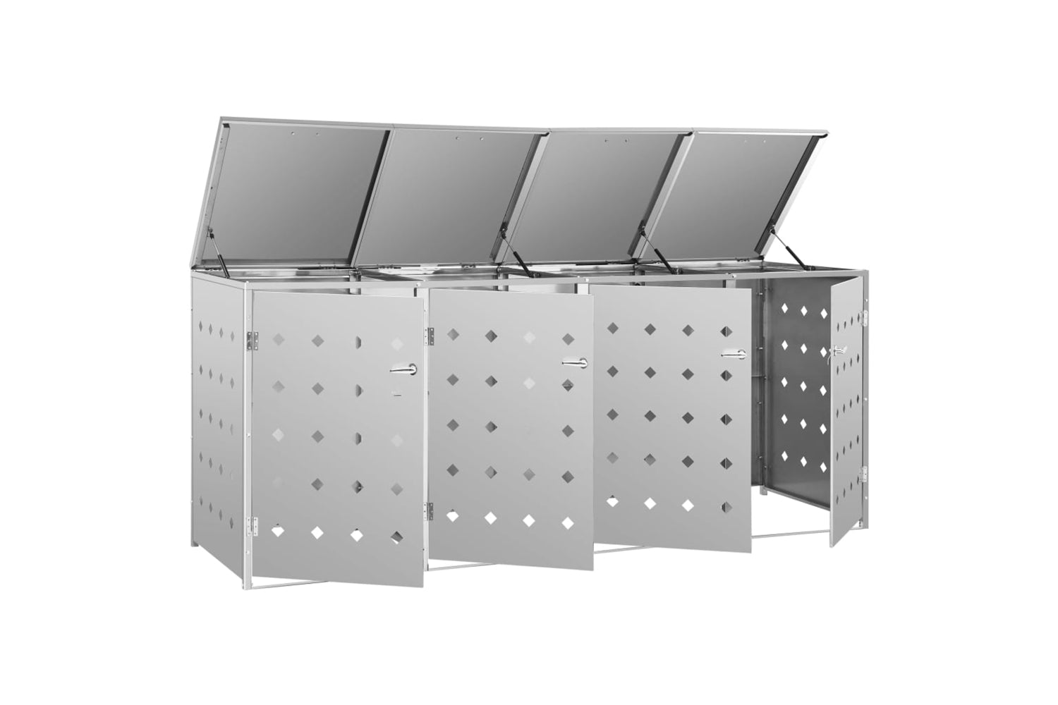 Vidaxl 145382 Quadruple Wheelie Bin Shed 240 L Stainless Steel-7