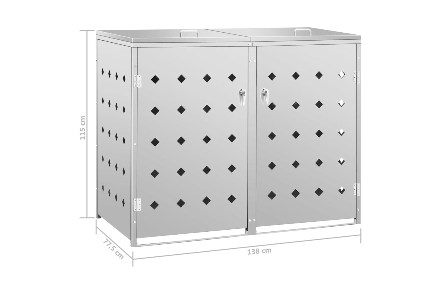 Vidaxl 145380 Double Wheelie Bin Shed 240 L Stainless Steel-8
