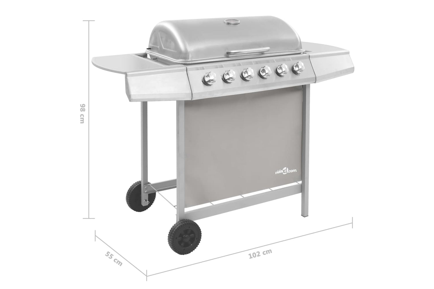 Vidaxl 3053632 Gas Bbq Grill With 6 Burners Silver-7